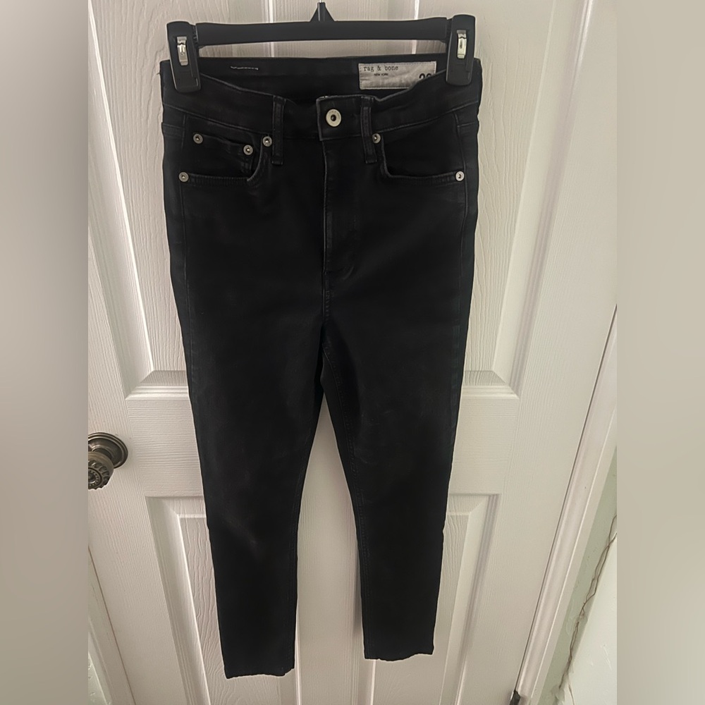 rag & bone Black Skinny High-Rise Jeans, Size 26